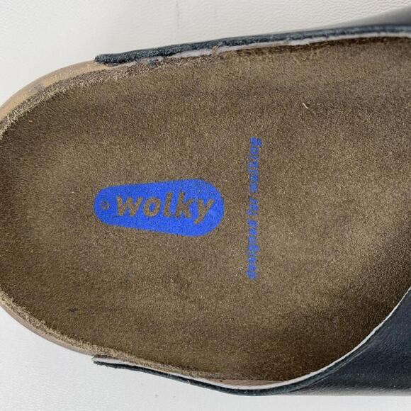 Wolky Nomad Sandals Flats Women's Size 42 Or 11 Black Leather Slip On - Picture 3 of 6